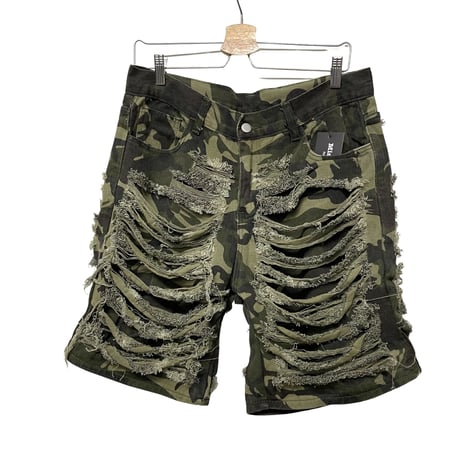 Mismatch NYC/CAMO fringe denim Shorts
