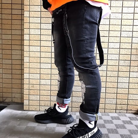 Sixth June/オーバーオール　ダメージデニム