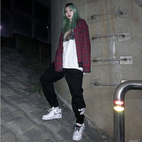 BLACK BLOND/Layered check shirts RED