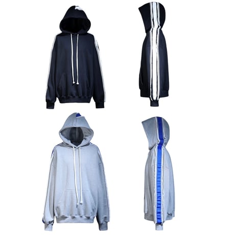 By The R/ Fringe Line Hoodie "BLACK/GRAY"