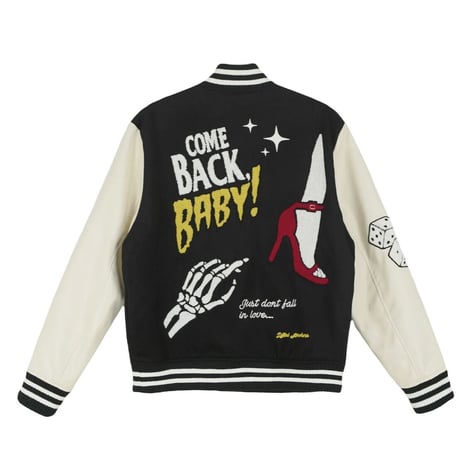 LIFTED UNCHORS/State Chenille Varsity Jacket  BLACK