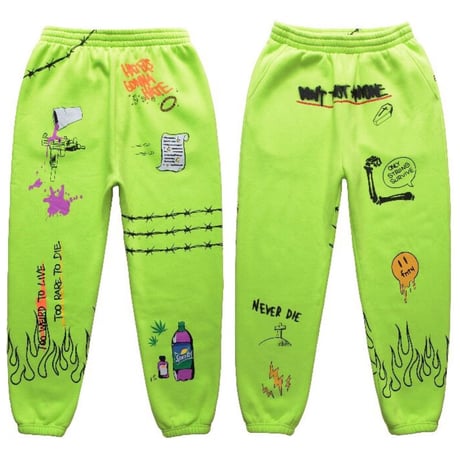 FNTY/Flying FLAME Sweat pants Neon Yellow