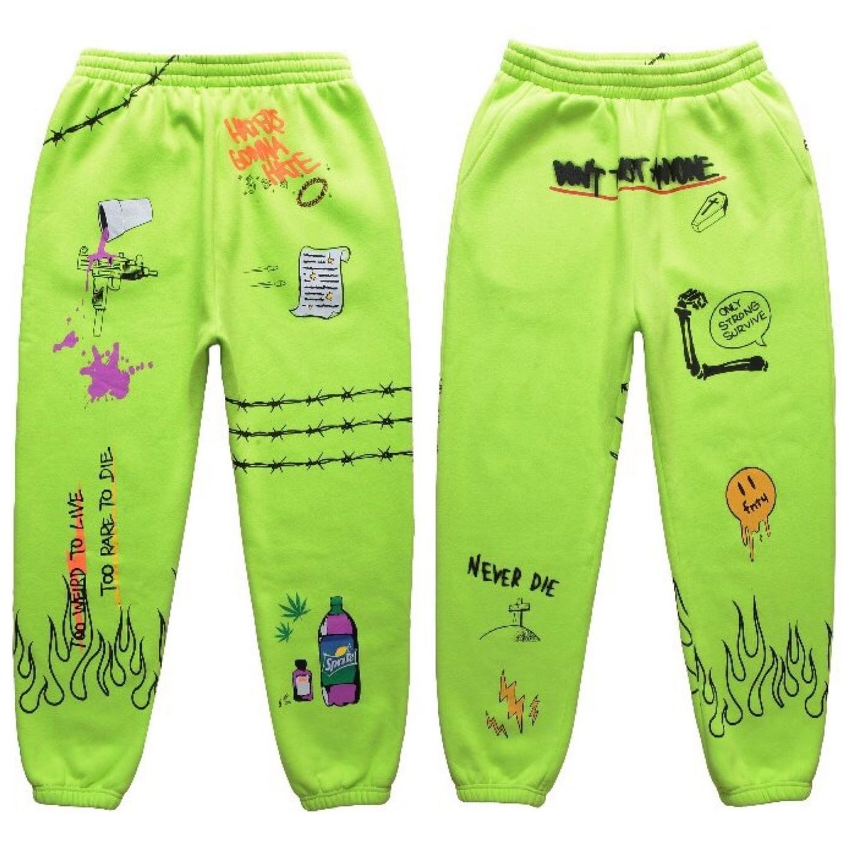 FNTY/Flying FLAME Sweat pants Neon Yellow | BIN