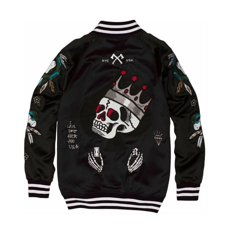Reason Clothing Newyork/Black scull スカジャン