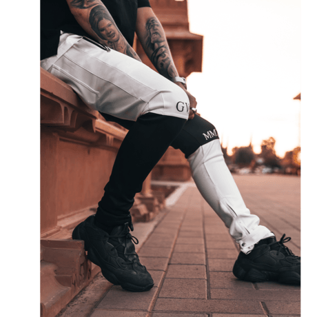 GUAPI/Split Biker Track Pants　BLACK White