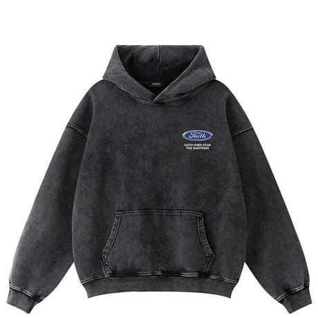 SAINT PAIN/Emblem Logo wash hoodie