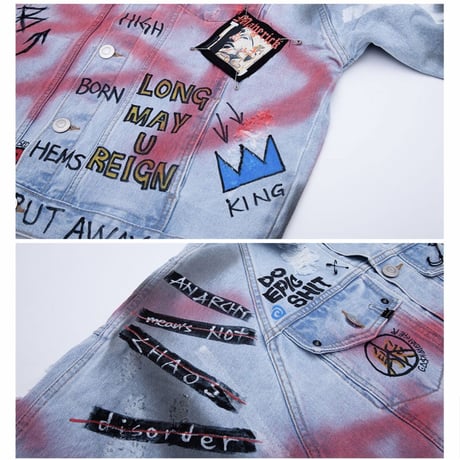BLACK BLOND/CUSTOM Denim Jacket(BLUE)