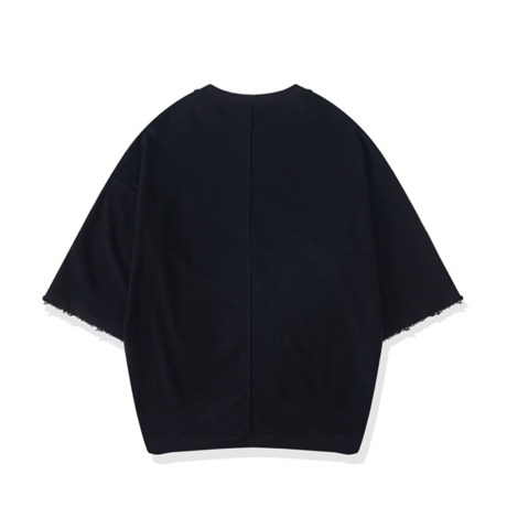 Mismatch NYC/inside out cut off crewneck  BLACK