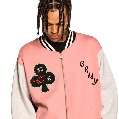 GRMY/ZIP UP  Baseball Jacket  "PINK"