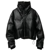 Mismatch NYC/Leather Short Puffer Jacket