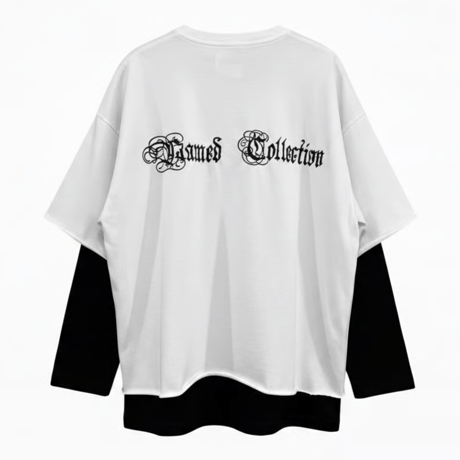 SUBLIMATION/ Embroid Oversize Longsleele Tee (SET UP) WHITE