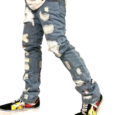 Cooper 9/  Embroid  Straight Denim  "BLUE"