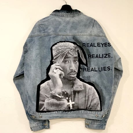 Mismatch NYC/2pac paint denim jacket BLUE