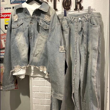 Mismatch nyc/Damaged Denim Jacket ＋ Pants (SET UP)