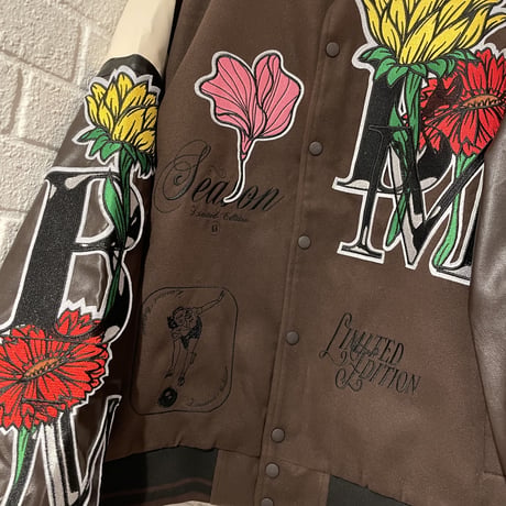BOOHOO /Flower Baseball Jacket BROWN