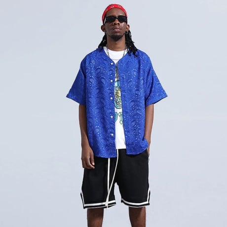Mismatch NYC/Paisley Baseball Shirts (SET UP)  BLUE