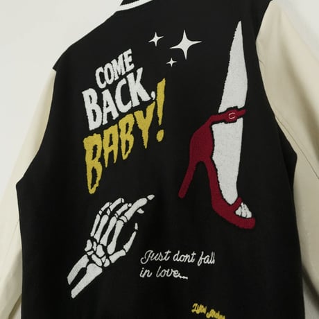 LIFTED UNCHORS/State Chenille Varsity Jacket  BLACK