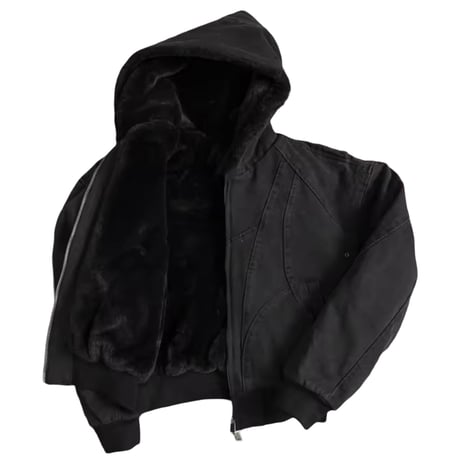 Mismatch NYC/Fur Hooded Jacket BLACK