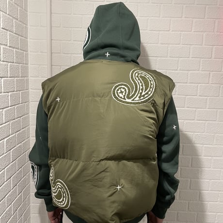 EPTM/PAISLEY PUFFER VEST（REVERSIBLE）”OLIVE"