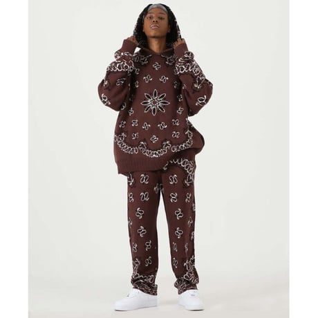 FNTY/Knitted Paisley  Hoodie  "BROWN "