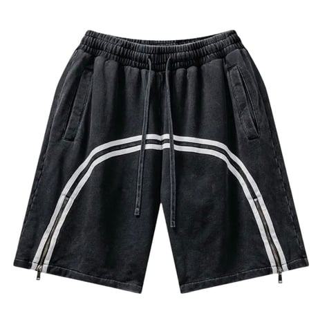 Mismatch NYC/ Washed line zip Shorts