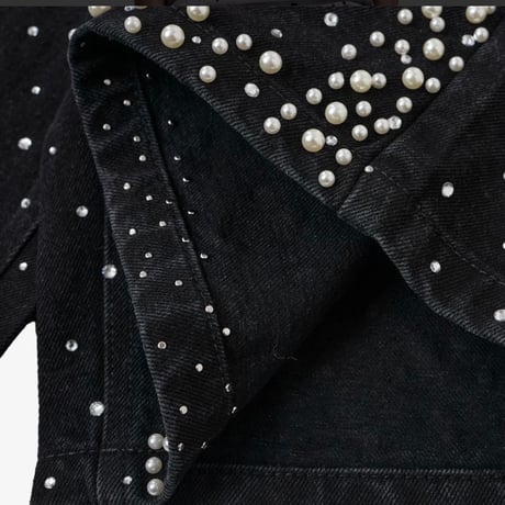Mismatch NYC/BLACK Rhinestone Denim  Shorts