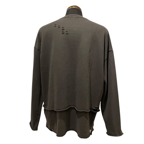 Mismatch NYC/Damage layered crewneck  "Washed BLACK"