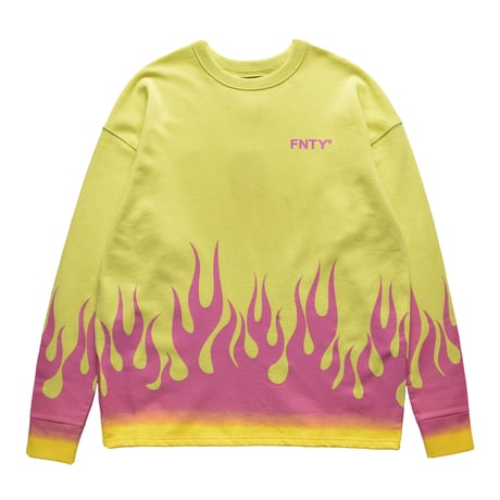 FNTY/Flying FLAME Crewneck NEON YELLOW