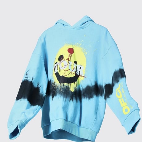 BOOHOO /Drip face tie die hoodie BLUE