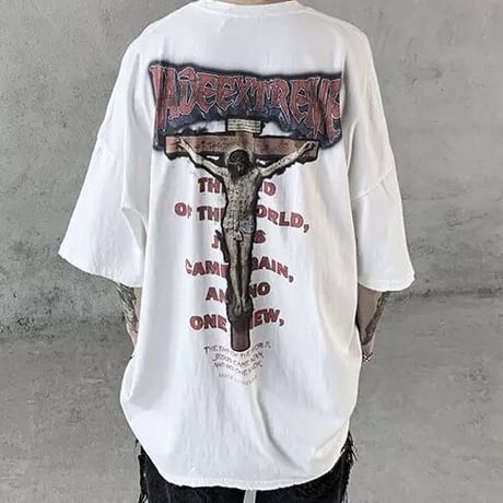 Mismatch NYC/Washed cross Tee  WHITE