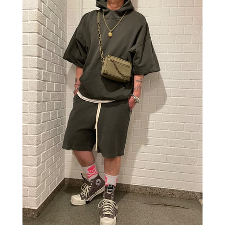 Mismatch NYC/Washed Half Hoodie  "GRAY"