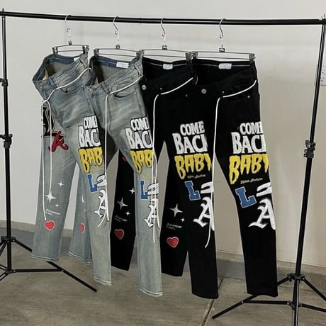 LIFTED UNCHORS/PUFF Print  BLACK DENIM