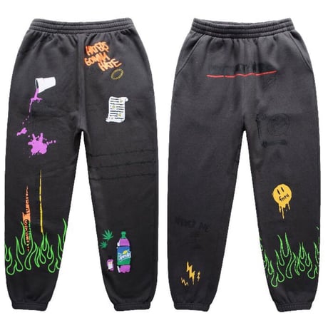 FNTY/Flying FLAME Sweat pants Faded Black
