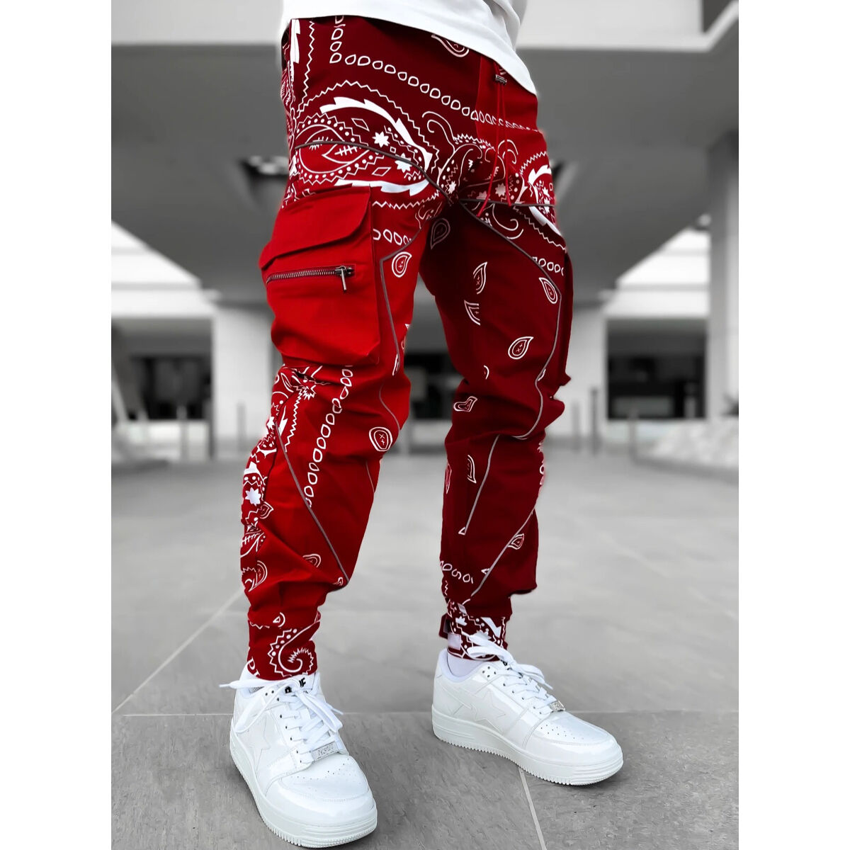 GUAPI カーゴパンツ レッド GUAPI/ Paisley cargo pants V2 ”Blood RED” | BIN