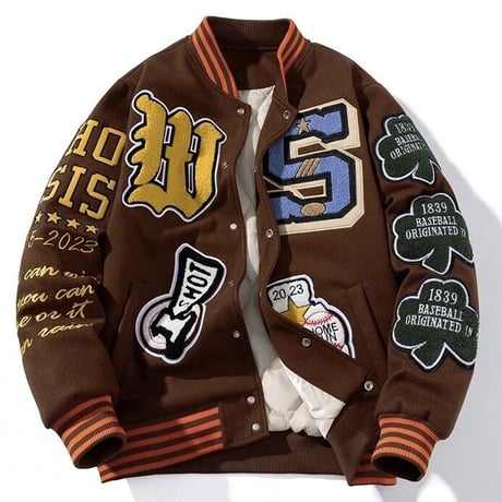 WOSS.official/W.S varsity  jacket  BROMN
