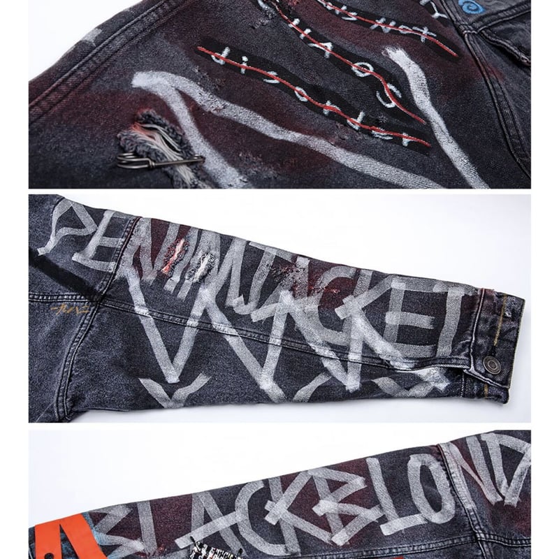 BLACK BLOND CUSTOMデニムジャケット BLACK BLOND/CUSTOM Denim Jacket(Washed Black） |