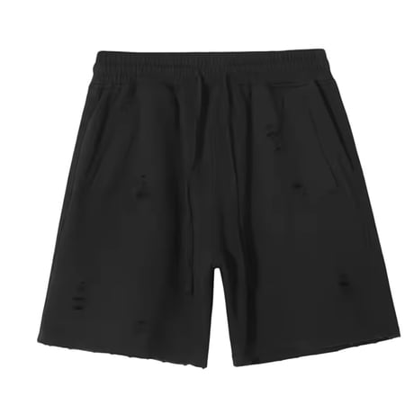 Mismatch NYC/Damaged Shorts  "BLACK/Wash GRAY"