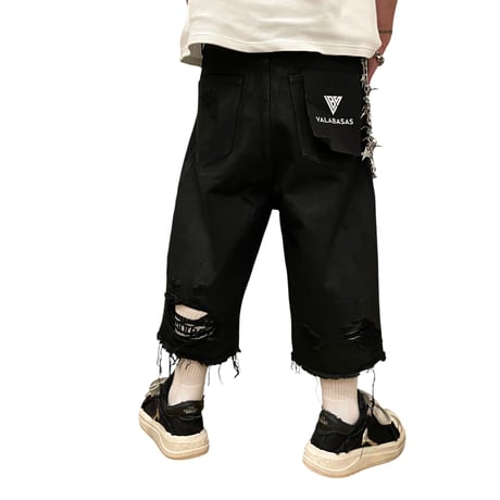 VALABASAS / Snapped Denim Shorts "Black Wax"