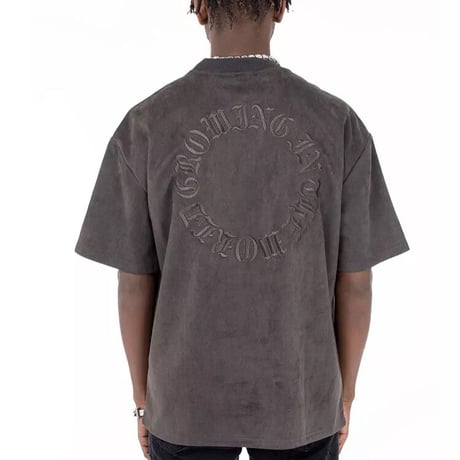 WOSS.official/ Oversized  Suede Embroid TOPS "VINTAGE BLACK"