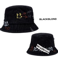 BLACK BLOND/BB Smile denim HAT  "HAND CUSTOM"