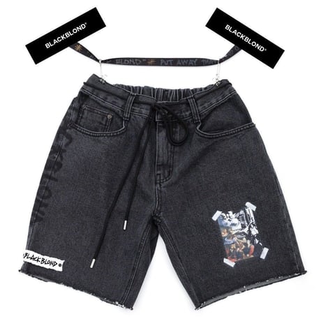 BLACK BLOND/CUSTOM Denim Shorts　BLACK