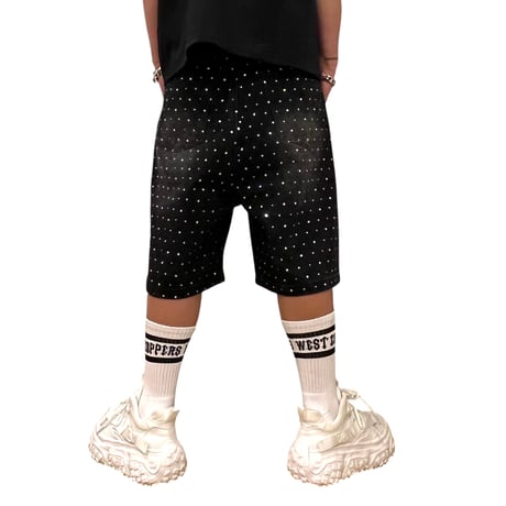 Mismatch NYC/BLACK Rhinestone Denim  Shorts