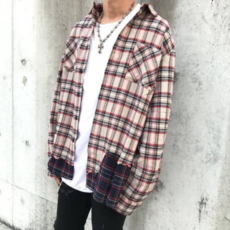 BLACK BLOND/Layered check shirts BEIGE