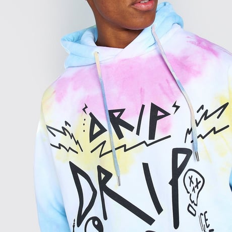 BOOHOO /Graffiti Flame Hoodie Tie-dye