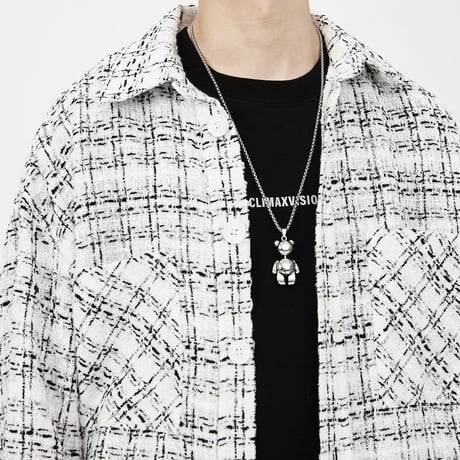 Mismatch NYC/Oversized Tweed shirts  jacket WHITE