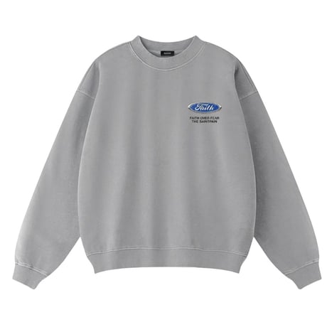 SAINT PAIN/Emblem Logo Wash Sweatshirt  GRAY