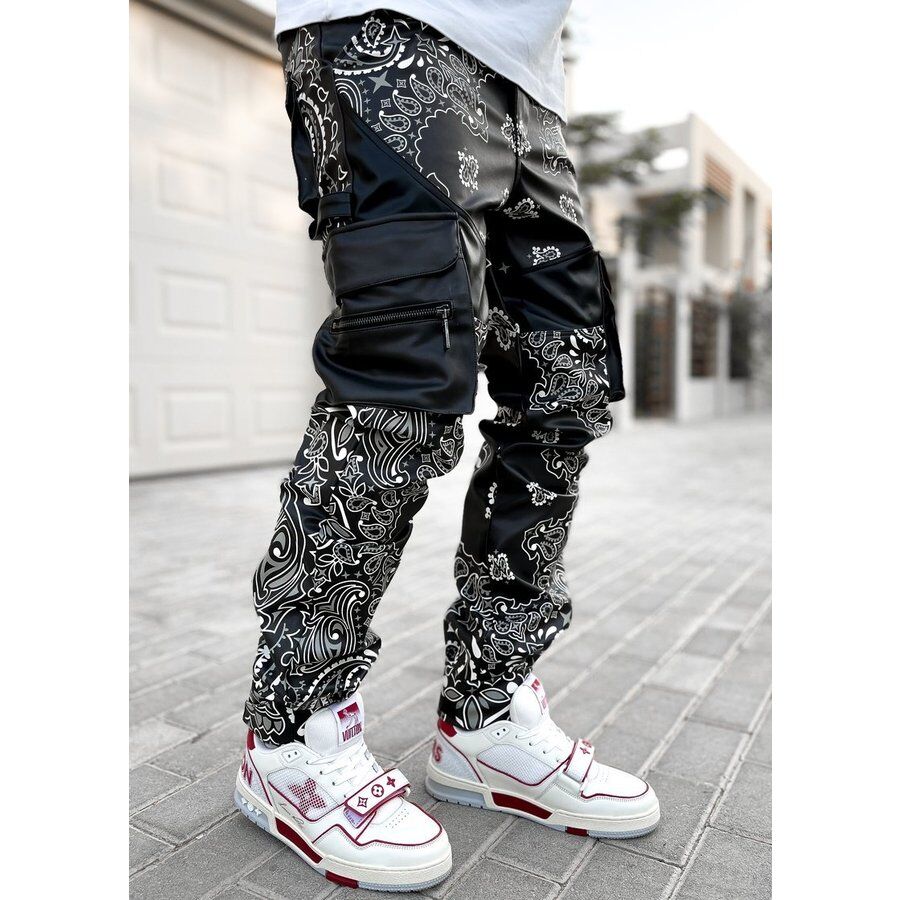 GUAPI/ Paisley Leather Cargo pants | BINGOSTAR