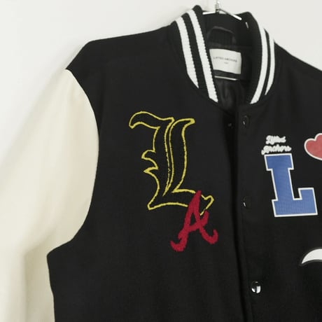 LIFTED UNCHORS/State Chenille Varsity Jacket  BLACK