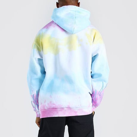 BOOHOO /Graffiti Flame Hoodie Tie-dye