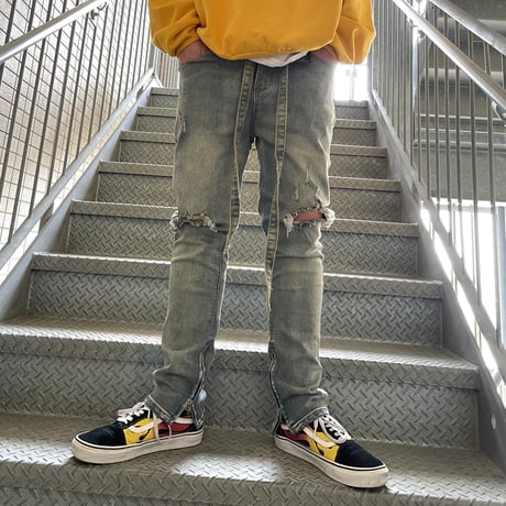 Mismatch NYC/Damage Belt Denim Pants